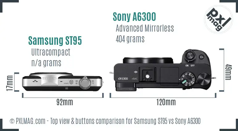 Samsung ST95 vs Sony A6300 top view buttons comparison