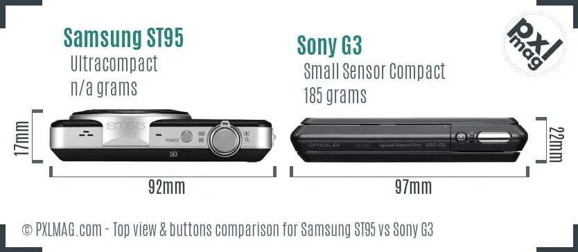 Samsung ST95 vs Sony G3 top view buttons comparison