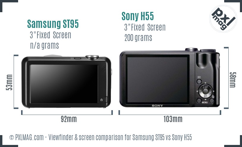 Samsung ST95 vs Sony H55 Screen and Viewfinder comparison