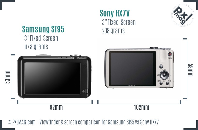 Samsung ST95 vs Sony HX7V Screen and Viewfinder comparison