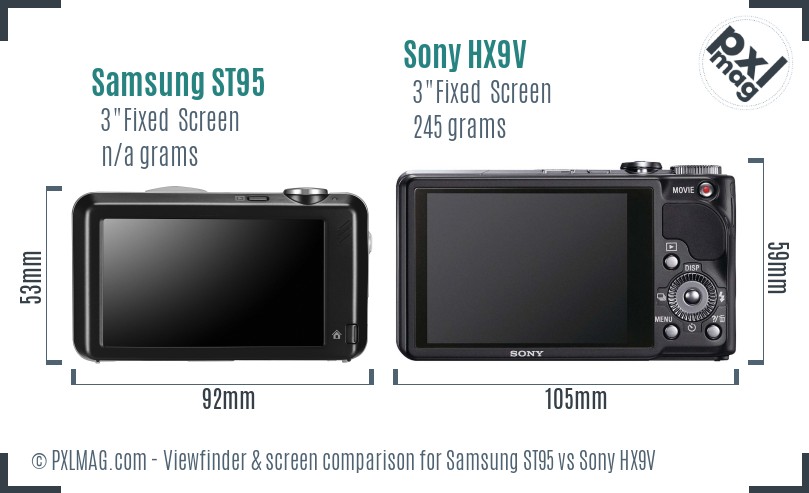 Samsung ST95 vs Sony HX9V Screen and Viewfinder comparison