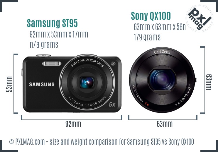 Samsung ST95 vs Sony QX100 size comparison Samsung ST95 vs Sony QX100 size comparison