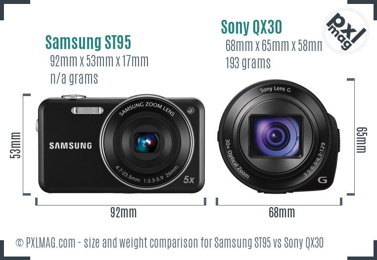 Samsung ST95 vs Sony QX30 size comparison Samsung ST95 vs Sony QX30 size comparison