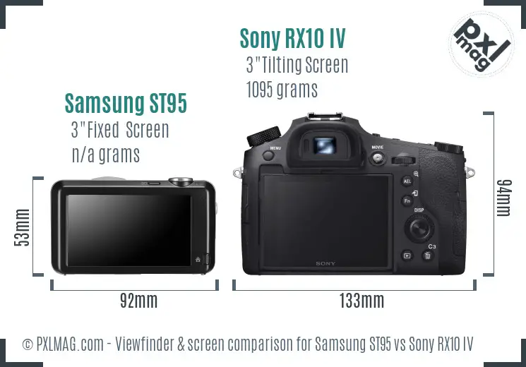 Samsung ST95 vs Sony RX10 IV Screen and Viewfinder comparison