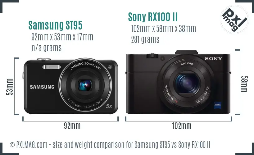 Samsung ST95 vs Sony RX100 II size comparison