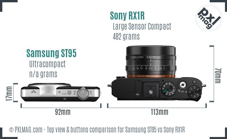 Samsung ST95 vs Sony RX1R top view buttons comparison