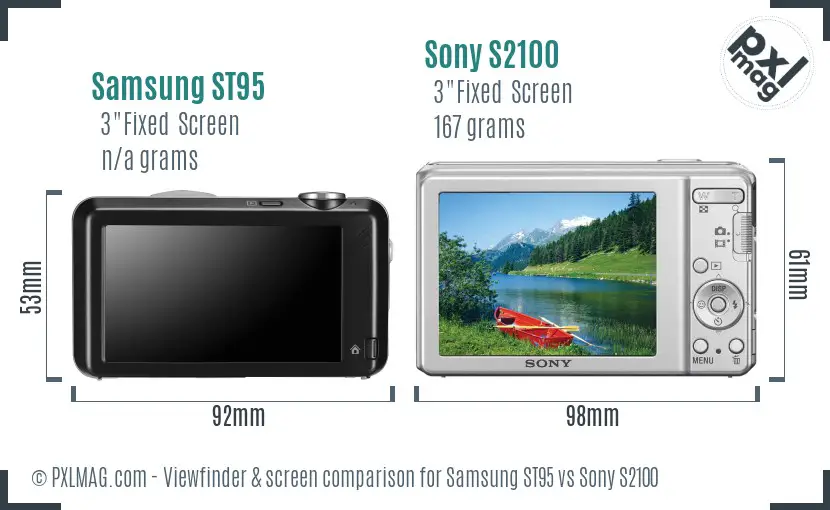 Samsung ST95 vs Sony S2100 Screen and Viewfinder comparison Samsung ST95 vs Sony S2100 Screen and Viewfinder comparison