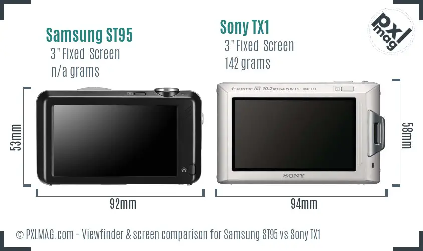 Samsung ST95 vs Sony TX1 Screen and Viewfinder comparison