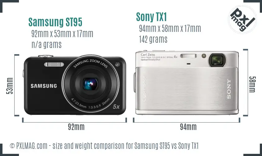 Samsung ST95 vs Sony TX1 size comparison