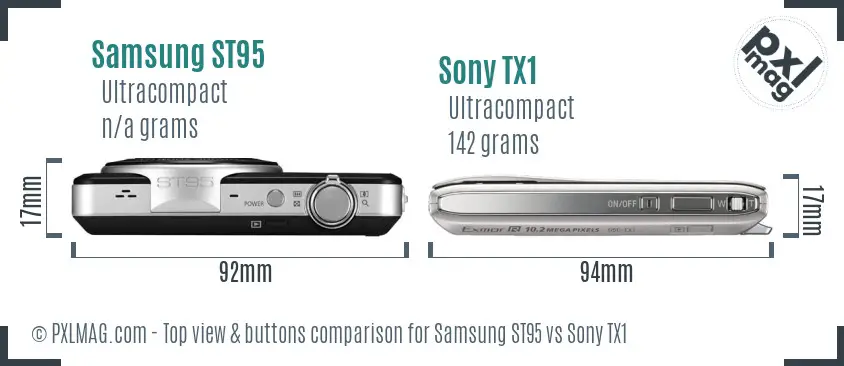 Samsung ST95 vs Sony TX1 top view buttons comparison