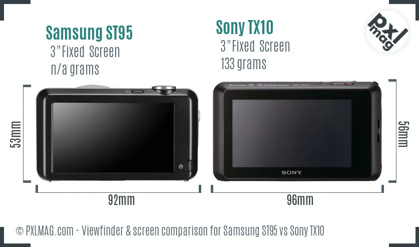 Samsung ST95 vs Sony TX10 Screen and Viewfinder comparison