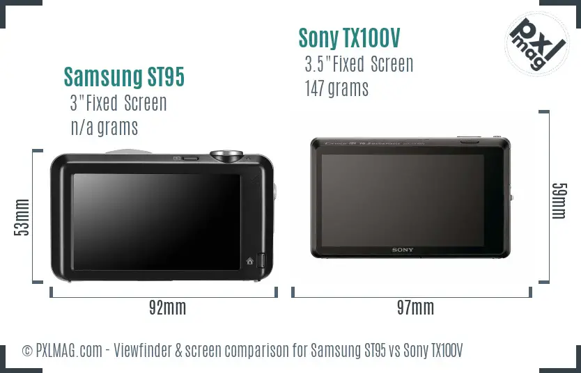 Samsung ST95 vs Sony TX100V Screen and Viewfinder comparison