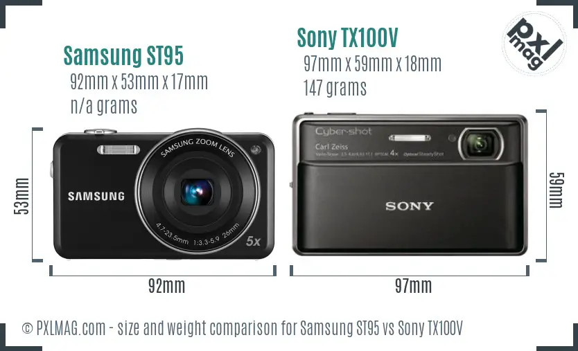 Samsung ST95 vs Sony TX100V size comparison