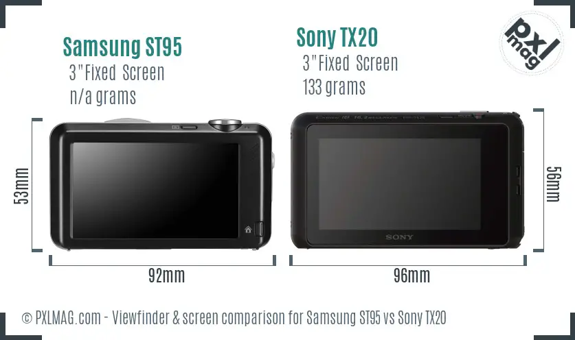 Samsung ST95 vs Sony TX20 Screen and Viewfinder comparison