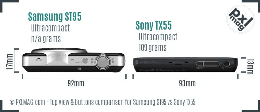 Samsung ST95 vs Sony TX55 top view buttons comparison
