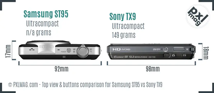 Samsung ST95 vs Sony TX9 top view buttons comparison
