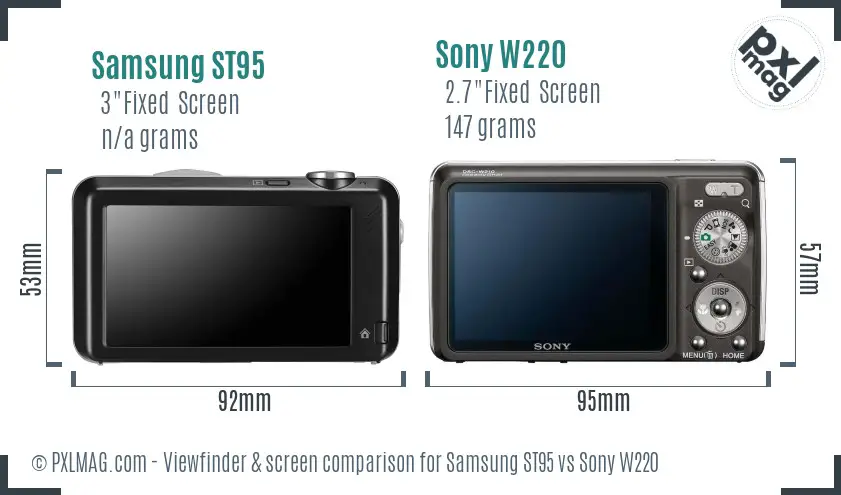 Samsung ST95 vs Sony W220 Screen and Viewfinder comparison