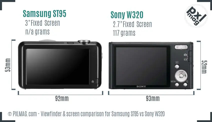 Samsung ST95 vs Sony W320 Screen and Viewfinder comparison
