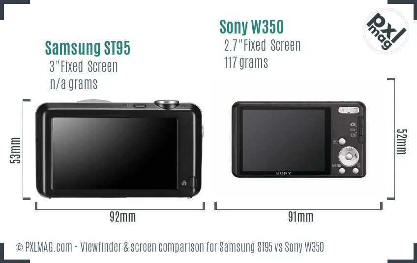 Samsung ST95 vs Sony W350 Screen and Viewfinder comparison
