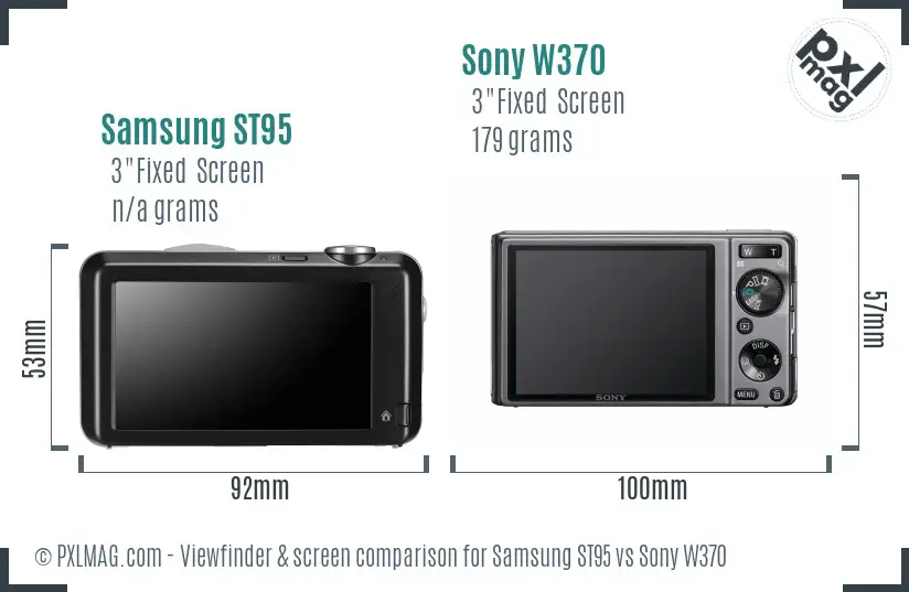 Samsung ST95 vs Sony W370 Screen and Viewfinder comparison