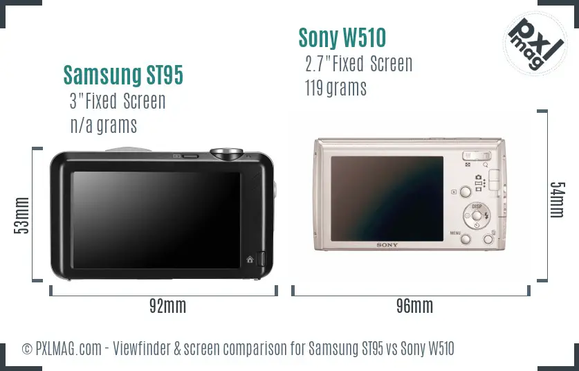 Samsung ST95 vs Sony W510 Screen and Viewfinder comparison