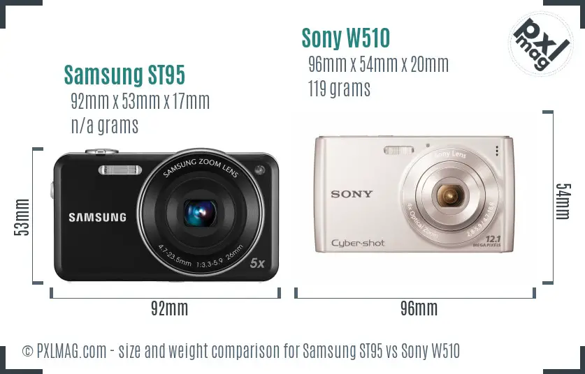 Samsung ST95 vs Sony W510 size comparison