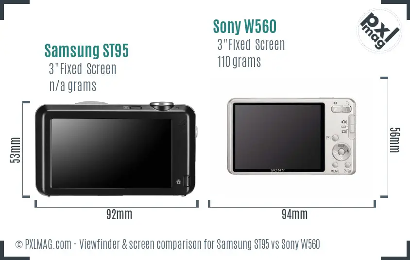 Samsung ST95 vs Sony W560 Screen and Viewfinder comparison