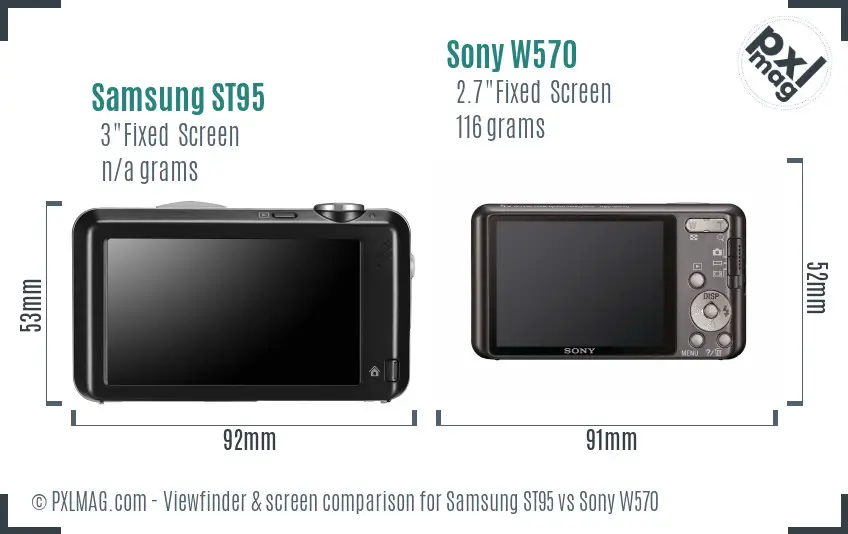 Samsung ST95 vs Sony W570 Screen and Viewfinder comparison