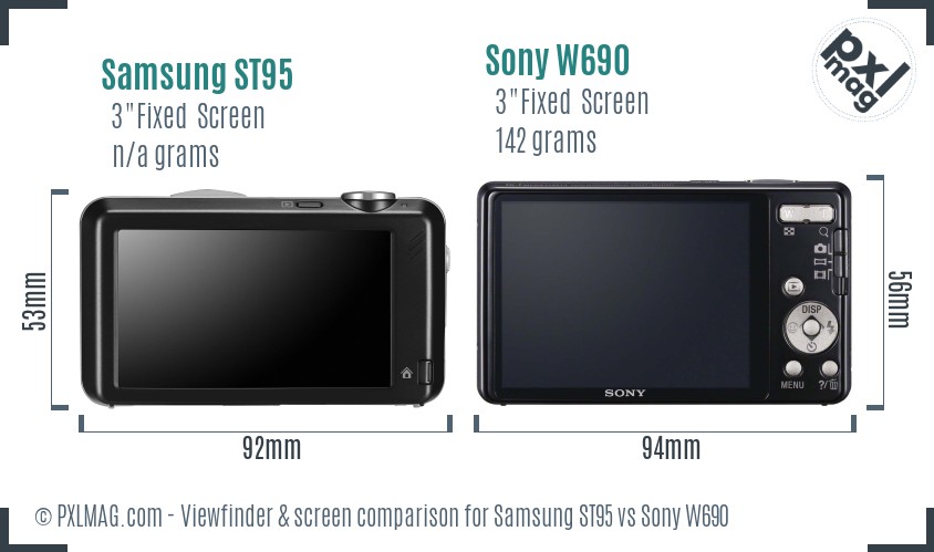 Samsung ST95 vs Sony W690 Screen and Viewfinder comparison