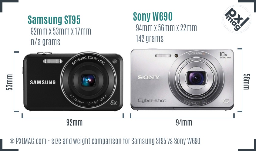 Samsung ST95 vs Sony W690 size comparison Samsung ST95 vs Sony W690 size comparison