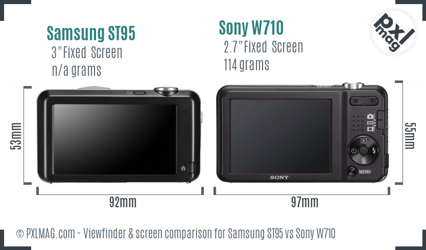Samsung ST95 vs Sony W710 Screen and Viewfinder comparison