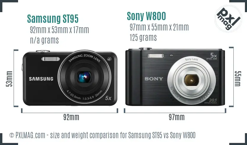 Samsung ST95 vs Sony W800 size comparison Samsung ST95 vs Sony W800 size comparison