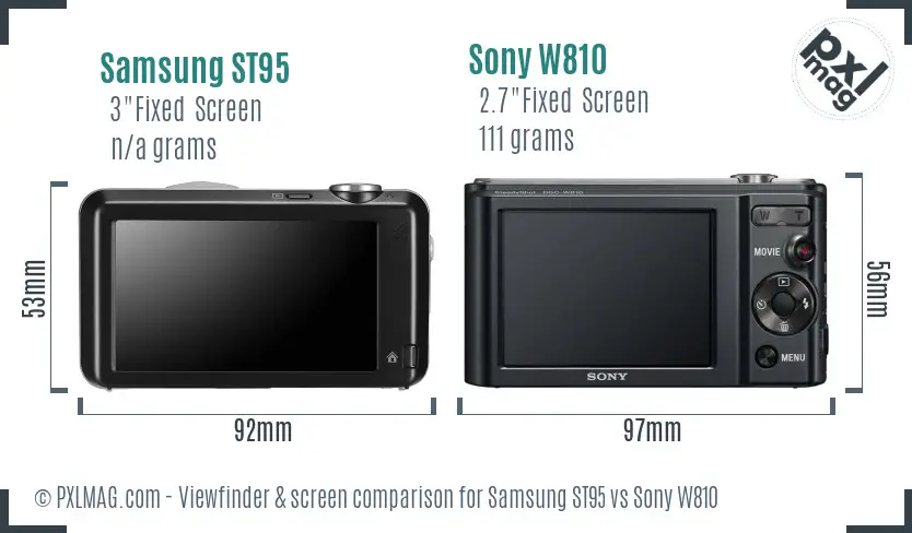 Samsung ST95 vs Sony W810 Screen and Viewfinder comparison