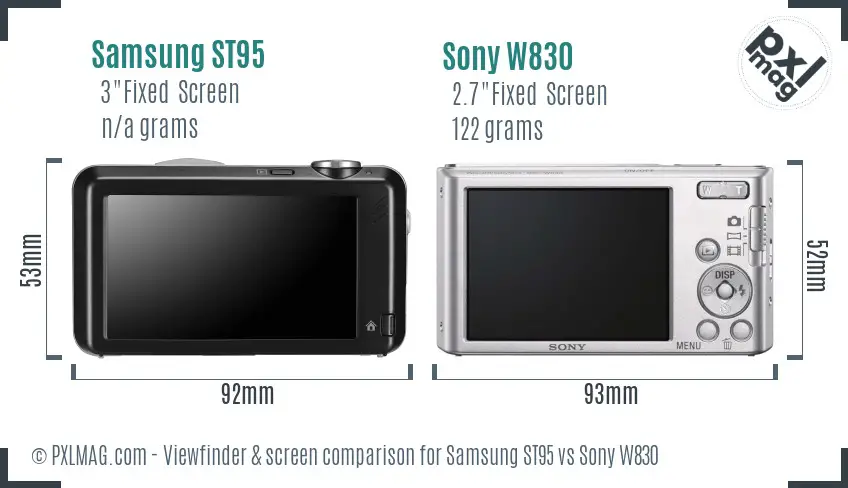 Samsung ST95 vs Sony W830 Screen and Viewfinder comparison Samsung ST95 vs Sony W830 Screen and Viewfinder comparison