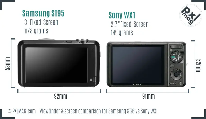 Samsung ST95 vs Sony WX1 Screen and Viewfinder comparison
