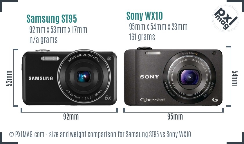 Samsung ST95 vs Sony WX10 size comparison Samsung ST95 vs Sony WX10 size comparison