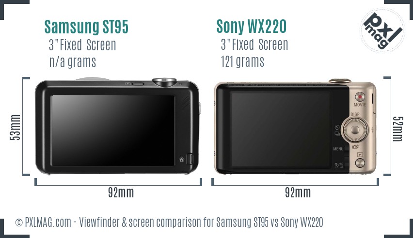 Samsung ST95 vs Sony WX220 Screen and Viewfinder comparison