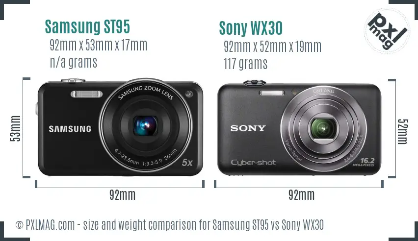 Samsung ST95 vs Sony WX30 size comparison Samsung ST95 vs Sony WX30 size comparison