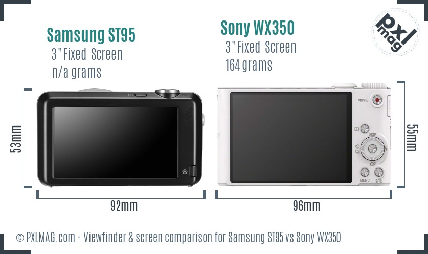 Samsung ST95 vs Sony WX350 Screen and Viewfinder comparison