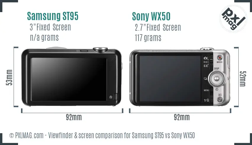 Samsung ST95 vs Sony WX50 Screen and Viewfinder comparison Samsung ST95 vs Sony WX50 Screen and Viewfinder comparison