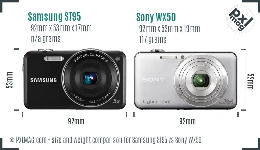 Samsung ST95 vs Sony WX50 size comparison Samsung ST95 vs Sony WX50 size comparison