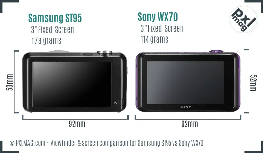 Samsung ST95 vs Sony WX70 Screen and Viewfinder comparison Samsung ST95 vs Sony WX70 Screen and Viewfinder comparison