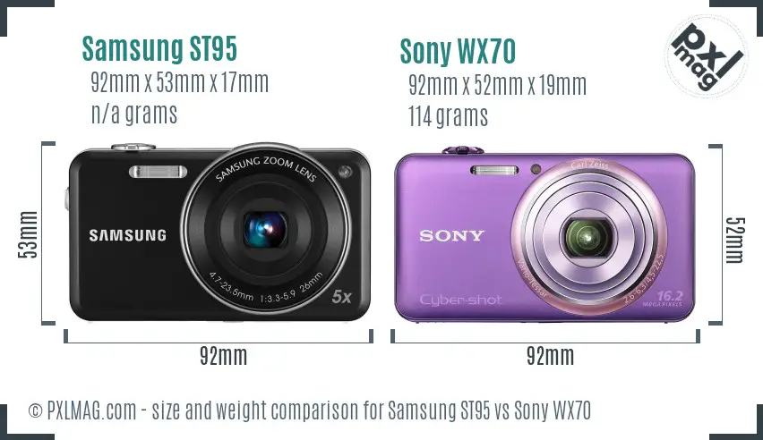 Samsung ST95 vs Sony WX70 size comparison Samsung ST95 vs Sony WX70 size comparison