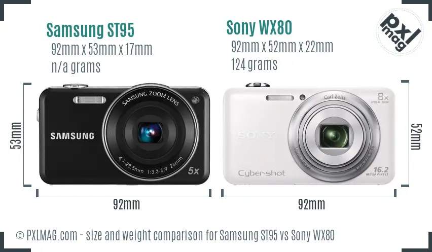 Samsung ST95 vs Sony WX80 size comparison