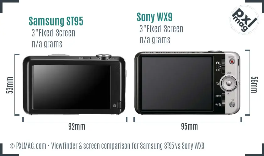 Samsung ST95 vs Sony WX9 Screen and Viewfinder comparison