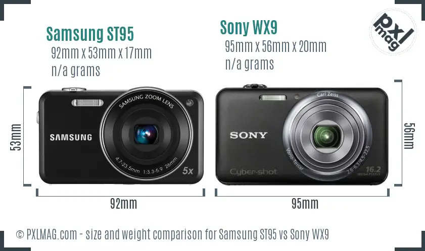 Samsung ST95 vs Sony WX9 size comparison