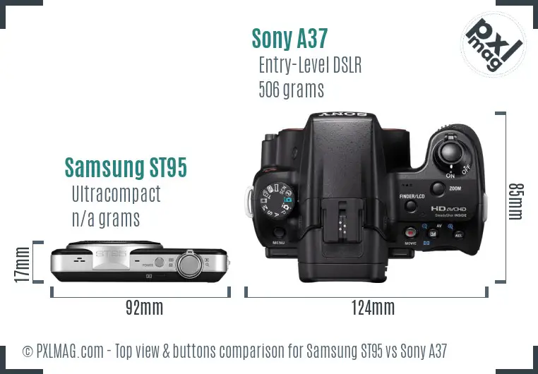 Samsung ST95 vs Sony A37 top view buttons comparison