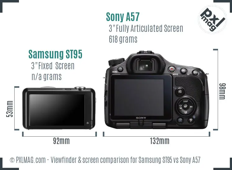 Samsung ST95 vs Sony A57 Screen and Viewfinder comparison Samsung ST95 vs Sony A57 Screen and Viewfinder comparison