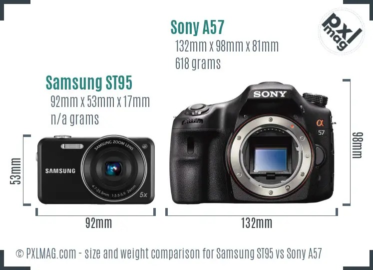 Samsung ST95 vs Sony A57 size comparison Samsung ST95 vs Sony A57 size comparison