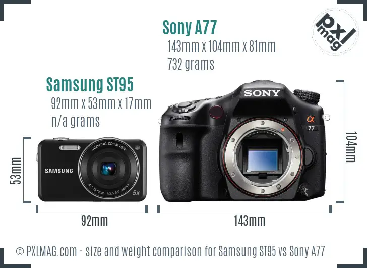 Samsung ST95 vs Sony A77 size comparison Samsung ST95 vs Sony A77 size comparison